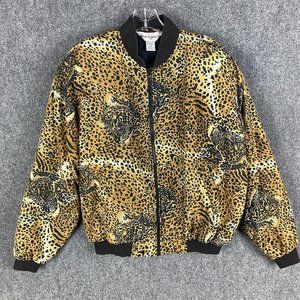 Marguerite Li Silk Bombers Jacket Women's Medium Cheetah Print Full Zip Adults